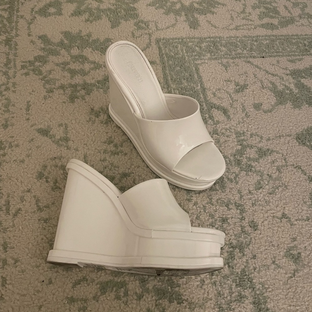 White Platform Wedge Heels